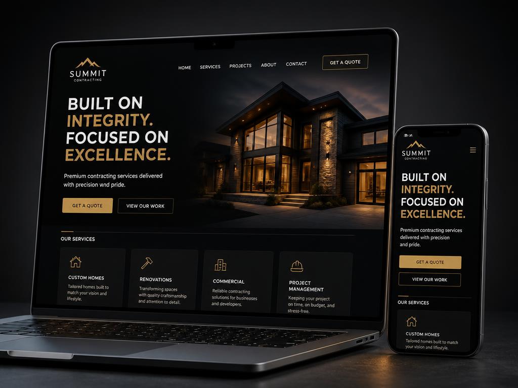 Modern premium website mockup on a laptop and phone